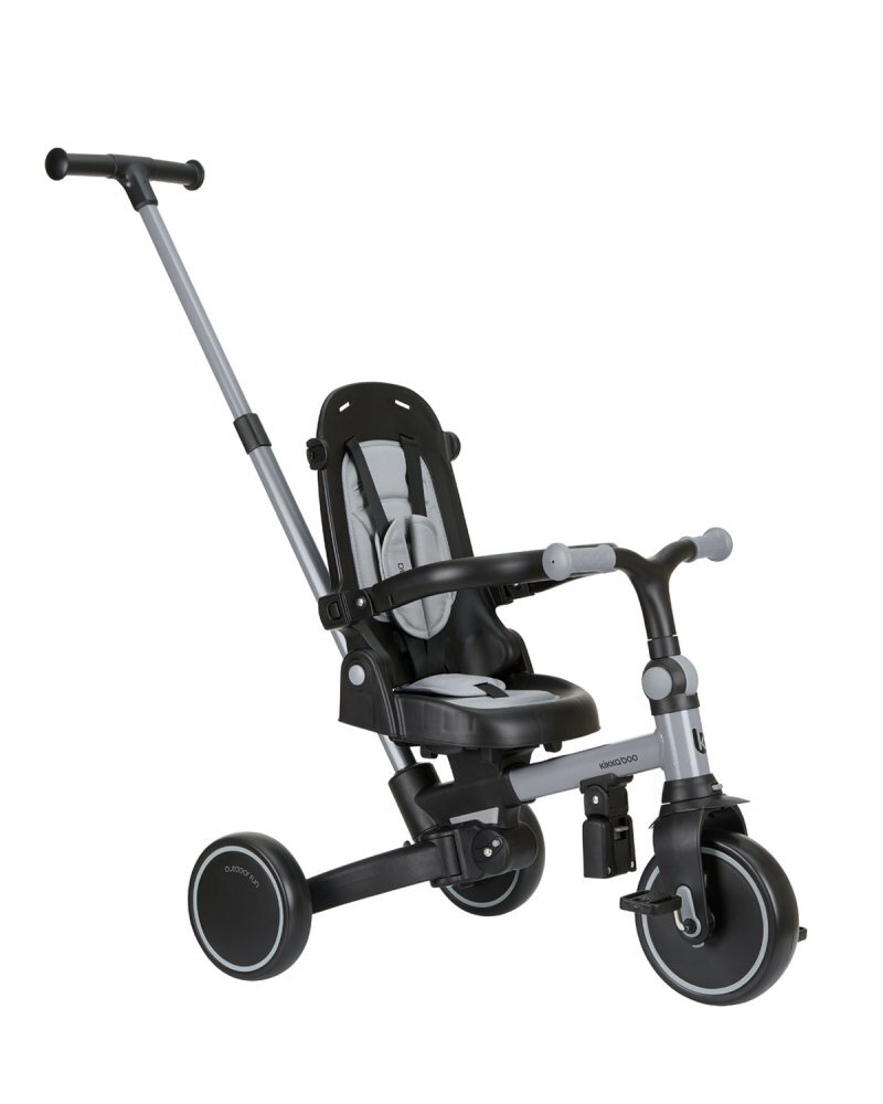 KikkaBoo Tricicleta 8in1 pentru copii Aluma Greyde la 12 lunicadru din aluminiusezut rotativspatar reglabilmaner parental reglabilcopertina reglabiladetasabilacentura de siguranta