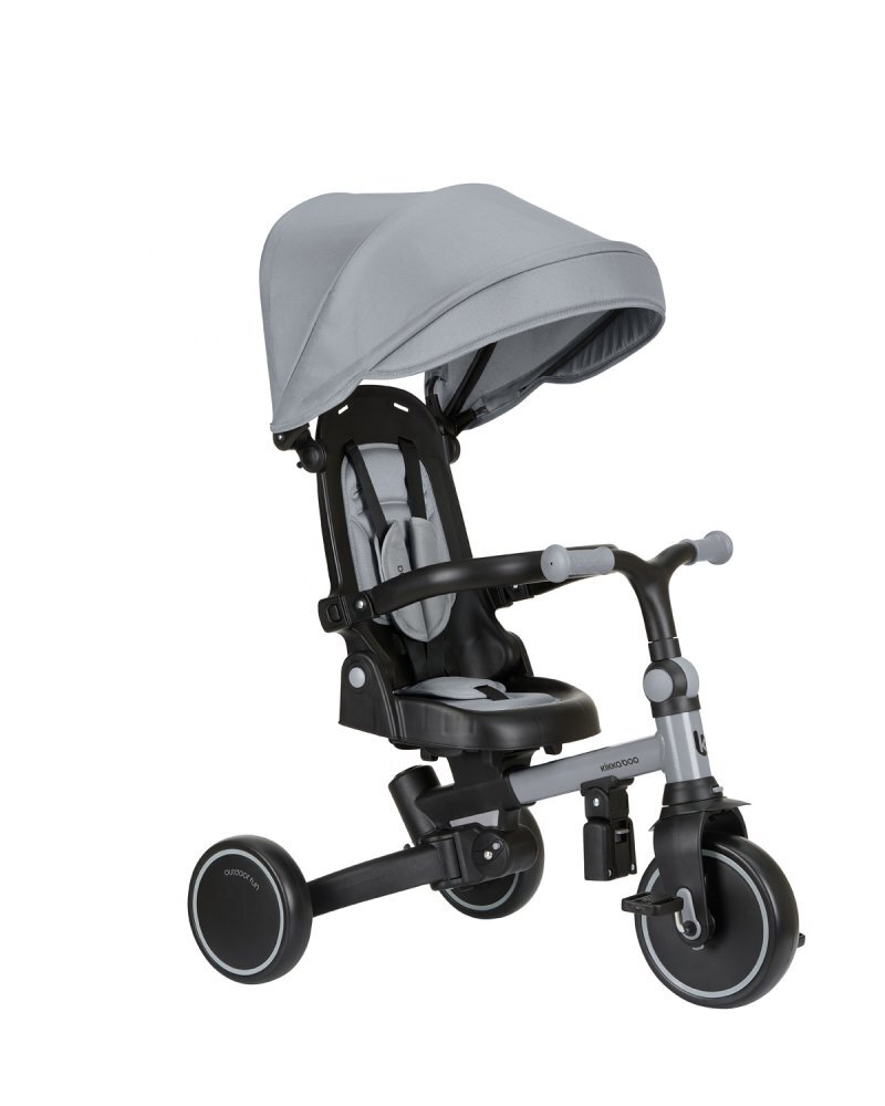 KikkaBoo Tricicleta 8in1 pentru copii Aluma Greyde la 12 lunicadru din aluminiusezut rotativspatar reglabilmaner parental reglabilcopertina reglabiladetasabilacentura de siguranta