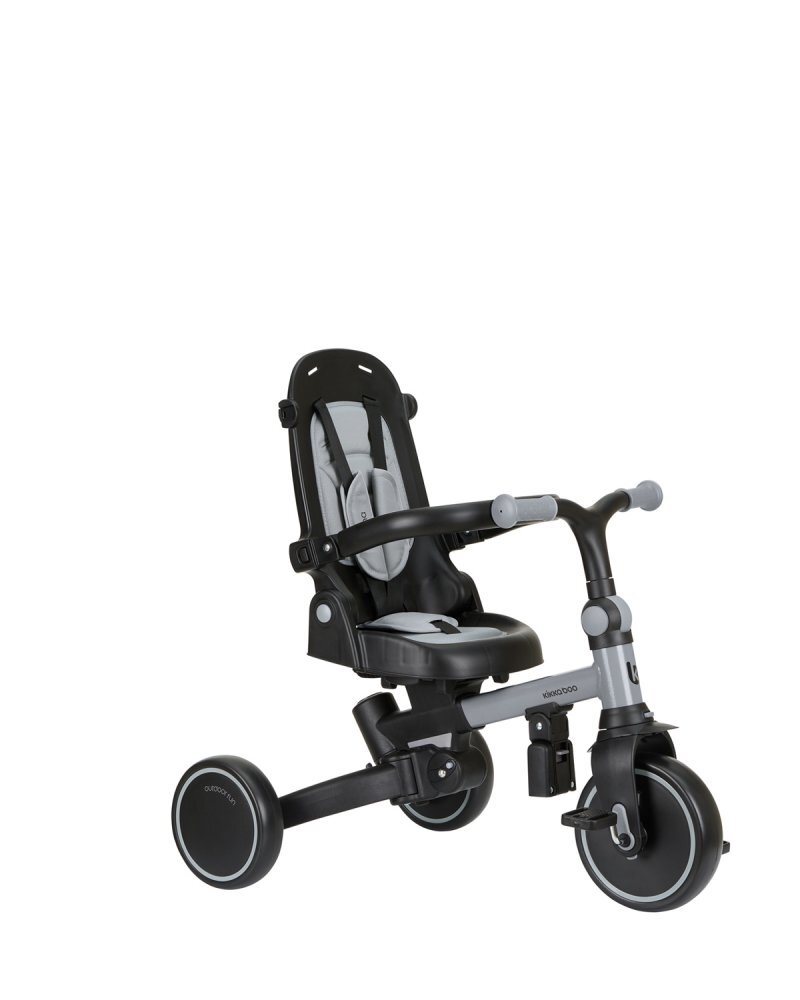 KikkaBoo Tricicleta 8in1 pentru copii Aluma Greyde la 12 lunicadru din aluminiusezut rotativspatar reglabilmaner parental reglabilcopertina reglabiladetasabilacentura de siguranta