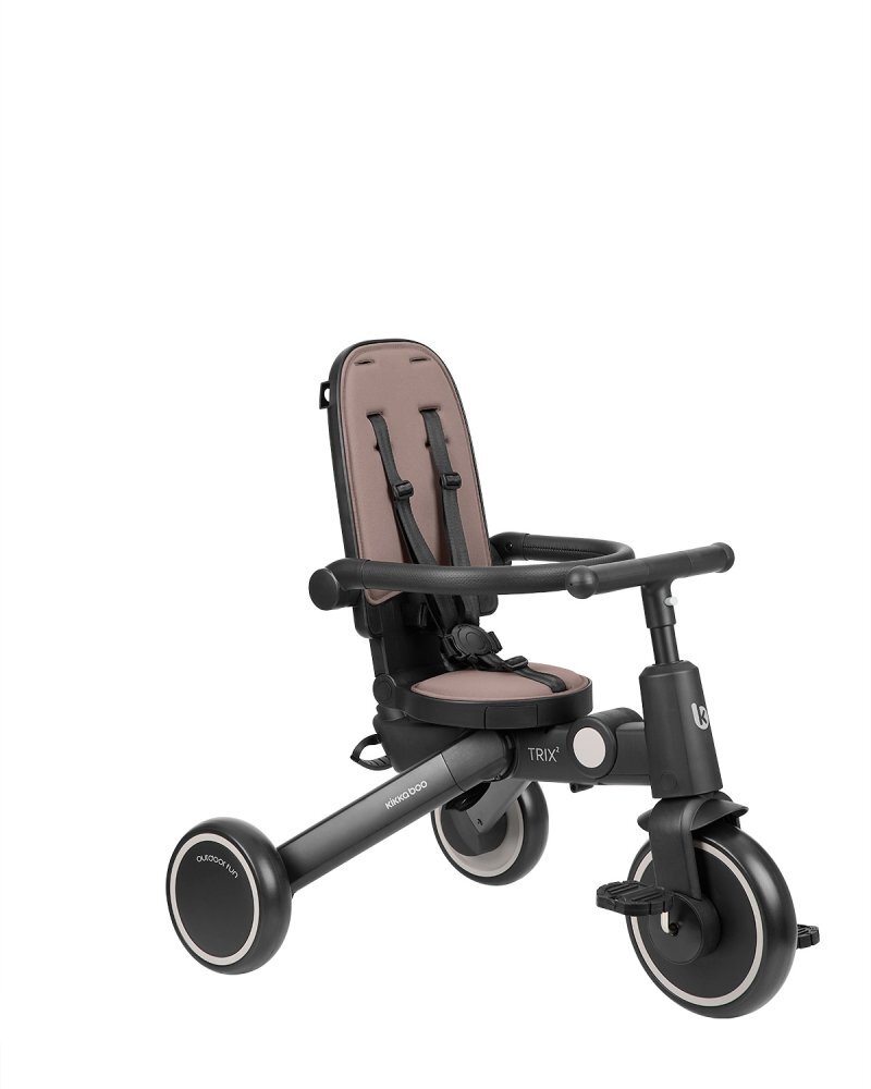 KikkaBoo Tricicleta 8in1 pentru copii Trix 2 Bej ultrapliabilade la 10 luni la 22kgcadru din aluminiusezut rotativspatar reglabilmaner parental reglabilcopertina reglabiladetasabilacentura de siguranta