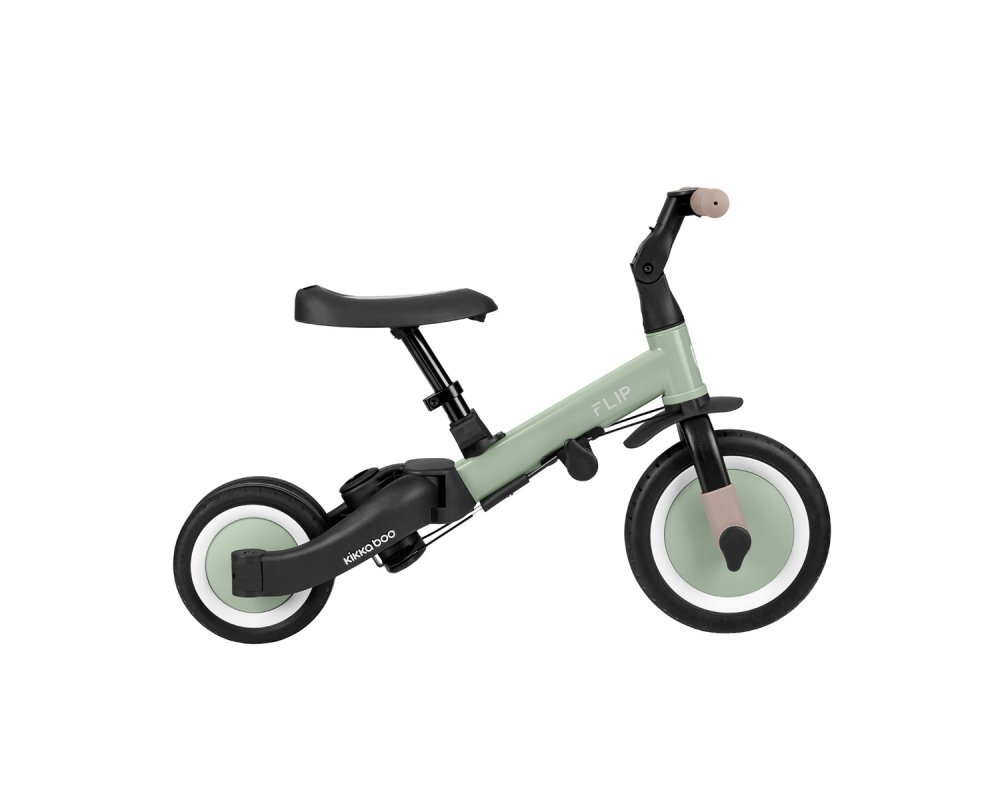 KikkaBoo Tricicleta pentru copii Flip Army Green multifunctionala transformabila 5 in 1 cu scaun reglabil bara de protectie detasabila potrivita de la 1 an la 5 ani