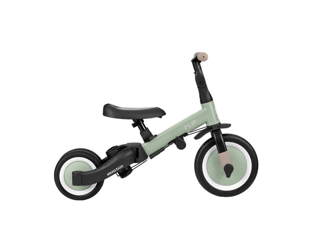 KikkaBoo Tricicleta pentru copii Flip Army Green multifunctionala transformabila 5 in 1 cu scaun reglabil bara de protectie detasabila potrivita de la 1 an la 5 ani