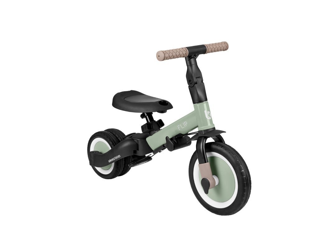 KikkaBoo Tricicleta pentru copii Flip Army Green multifunctionala transformabila 5 in 1 cu scaun reglabil bara de protectie detasabila potrivita de la 1 an la 5 ani