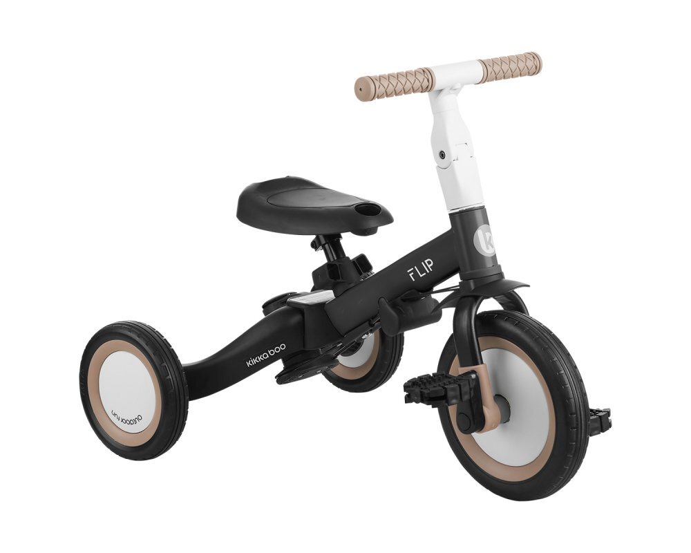 KikkaBoo Tricicleta pentru copii Flip Black multifunctionala transformabila 5 in 1 cu scaun reglabil bara de protectie detasabila potrivita de la 1 an la 5 ani