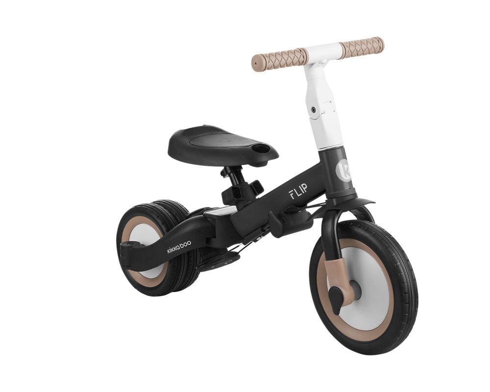 KikkaBoo Tricicleta pentru copii Flip Black multifunctionala transformabila 5 in 1 cu scaun reglabil bara de protectie detasabila potrivita de la 1 an la 5 ani