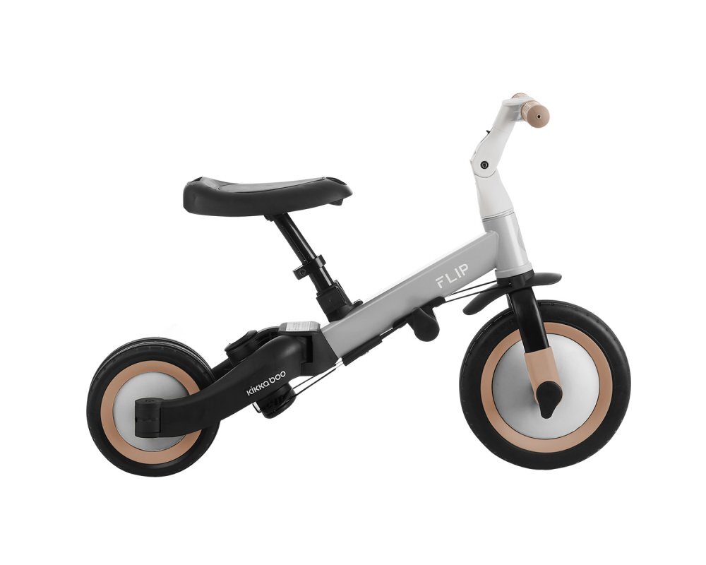 KikkaBoo Tricicleta pentru copii Flip Grey multifunctionala transformabila 5 in 1 cu scaun reglabil bara de protectie detasabila potrivita de la 1 an la 5 ani