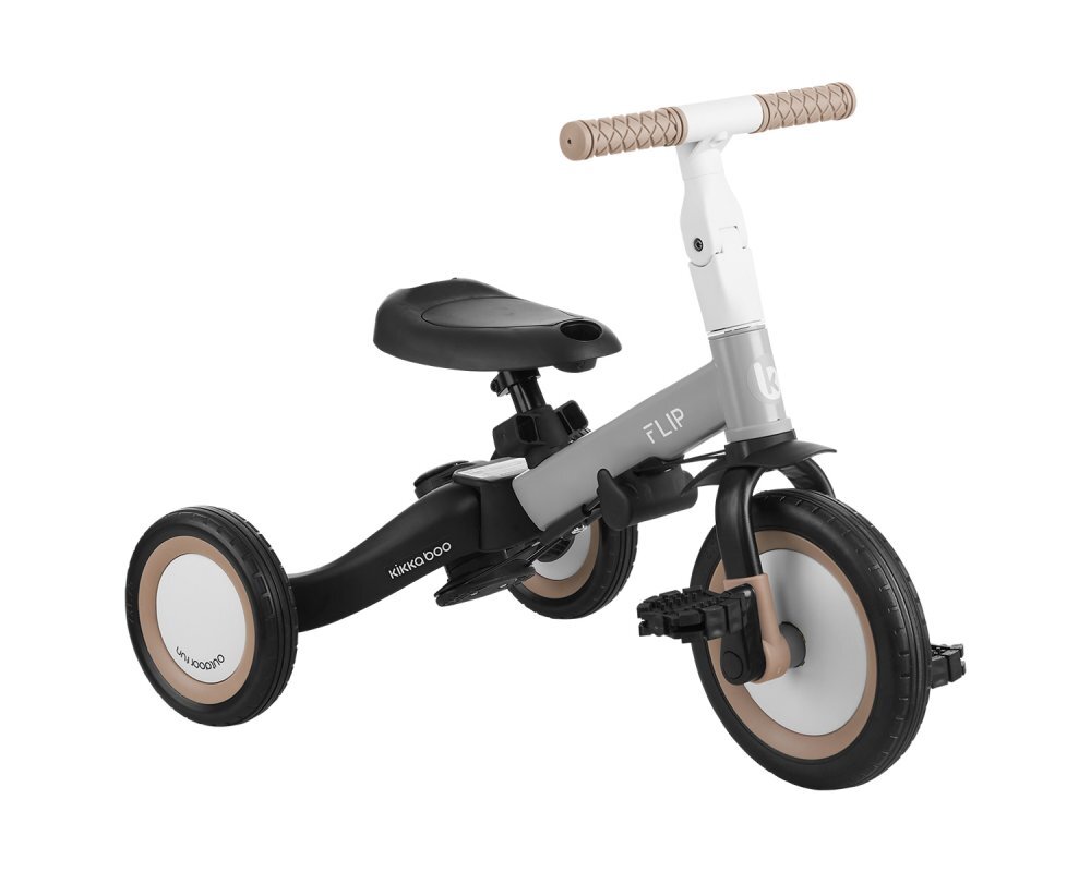 KikkaBoo Tricicleta pentru copii Flip Grey multifunctionala transformabila 5 in 1 cu scaun reglabil bara de protectie detasabila potrivita de la 1 an la 5 ani