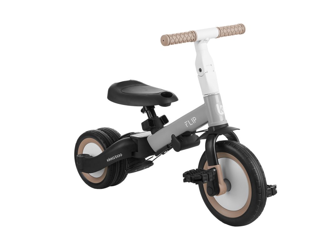 KikkaBoo Tricicleta pentru copii Flip Grey multifunctionala transformabila 5 in 1 cu scaun reglabil bara de protectie detasabila potrivita de la 1 an la 5 ani