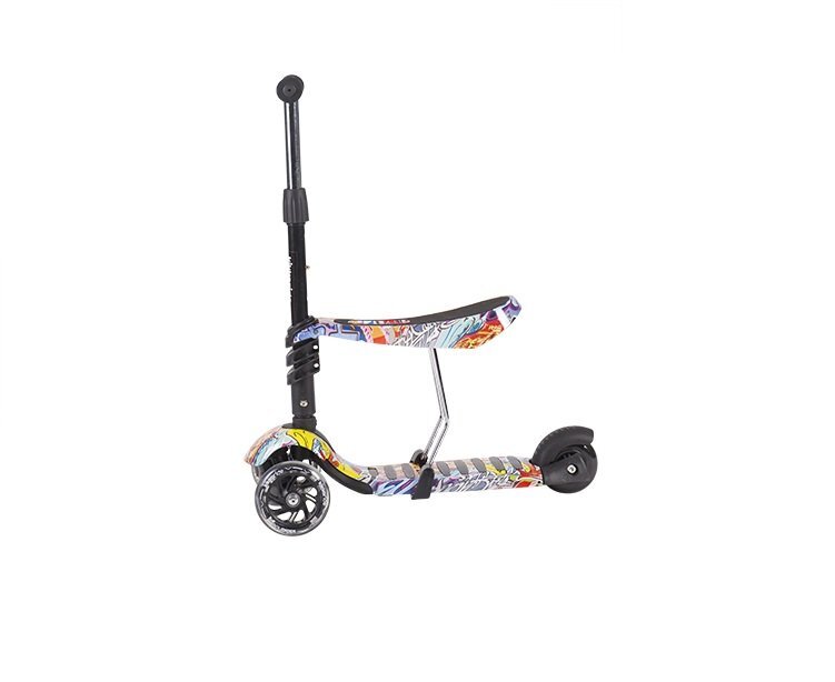 KikkaBoo Trotineta evolutiva Scooter 3 in 1 Ride and Skate Scretch cu roti luminoaseghidon si scaun reglabilerulmenti ABEC-7recomandata de la 18 luni