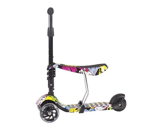KikkaBoo Trotineta evolutiva Scooter 3 in 1 Ride and Skate Train cu roti luminoaseghidon si scaun reglabilerulmenti ABEC-7recomandata de la 18 luni