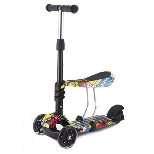 KikkaBoo Trotineta evolutiva Scooter 3 in 1 Ride and Skate Train cu roti luminoaseghidon si scaun reglabilerulmenti ABEC-7recomandata de la 18 luni