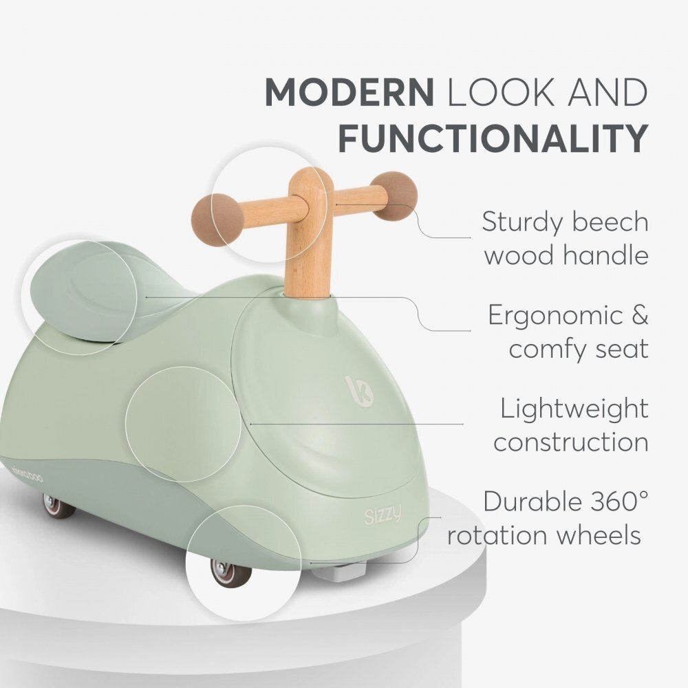 KikkaBoo Vehicul fara pedale pentru copii Ride On Sizzy Mint multidirectionalmanere pentru sustineresezut ergonomic moalesistem de protectie antirasturnareroti pivotante pentru multisuprafetede la 12 luni