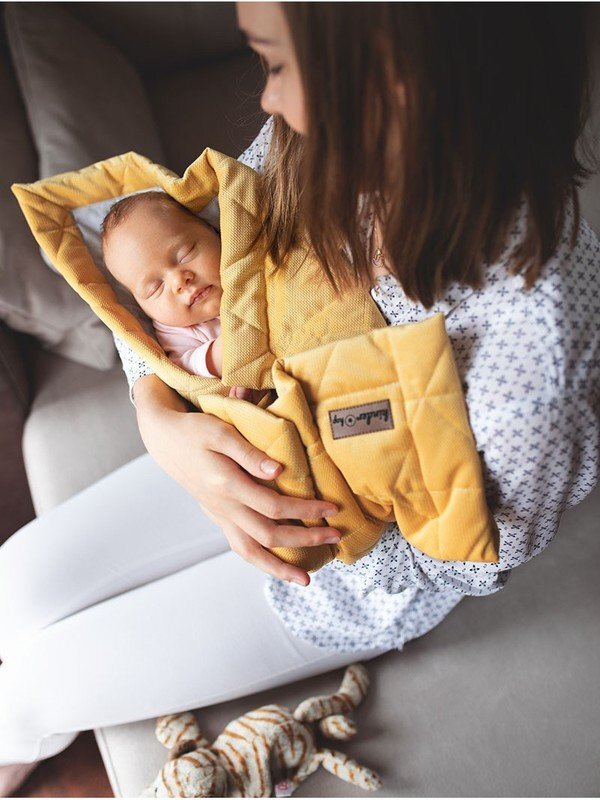 Kinder Hop Paturica Soft Touch cu doua fete catifea si bumbac 50x70 cm Mustard