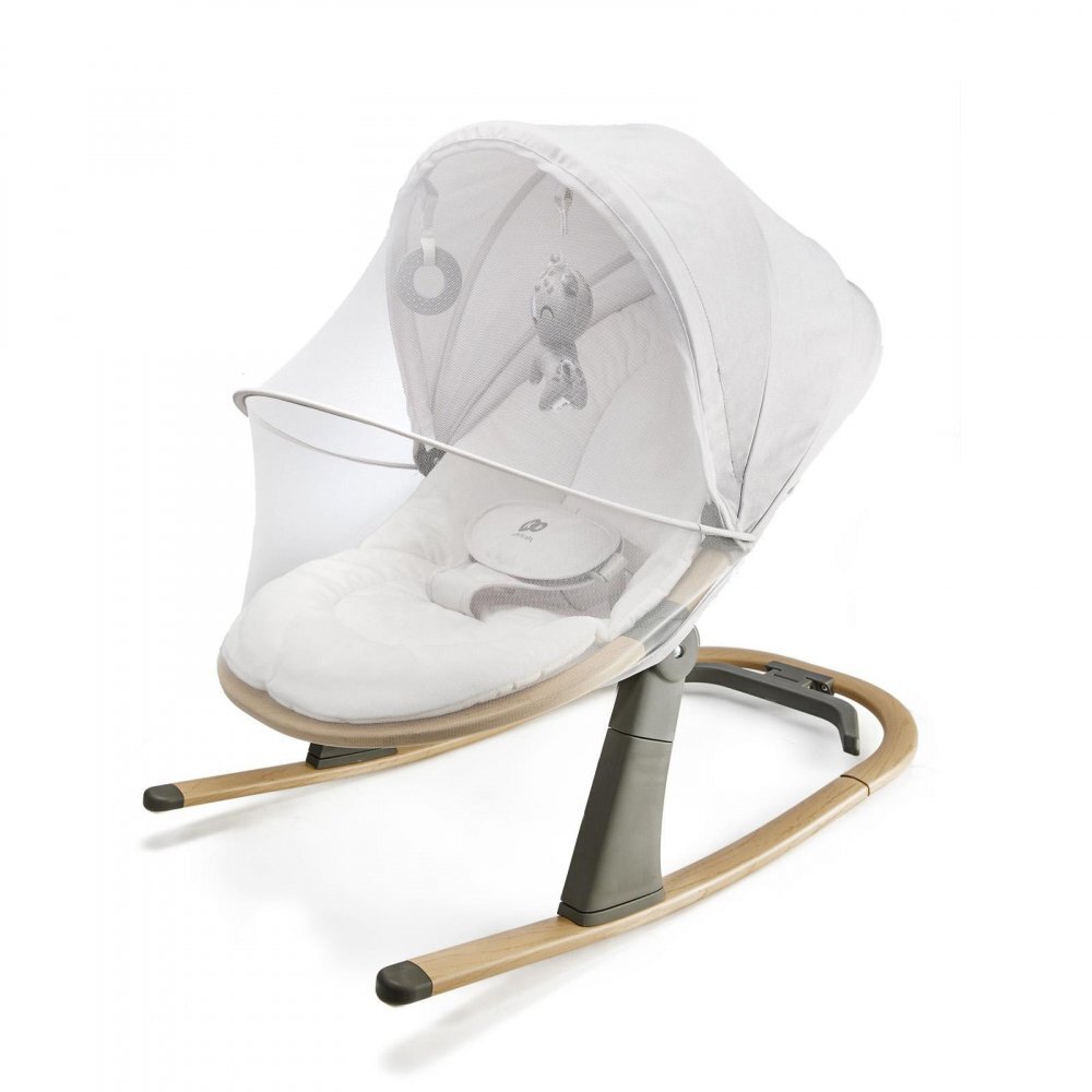 KINDERKRAFT Balansoar pentru copii cu jucarii Elsu pana la 9 kg spatar reglabil in 3 pozitii cadru de aluminiu plasa pentru tantari