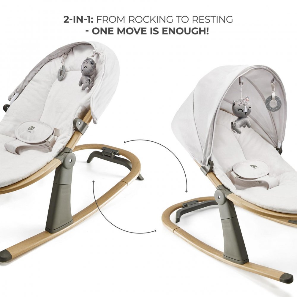 KINDERKRAFT Balansoar pentru copii cu jucarii Elsu pana la 9 kg spatar reglabil in 3 pozitii cadru de aluminiu plasa pentru tantari