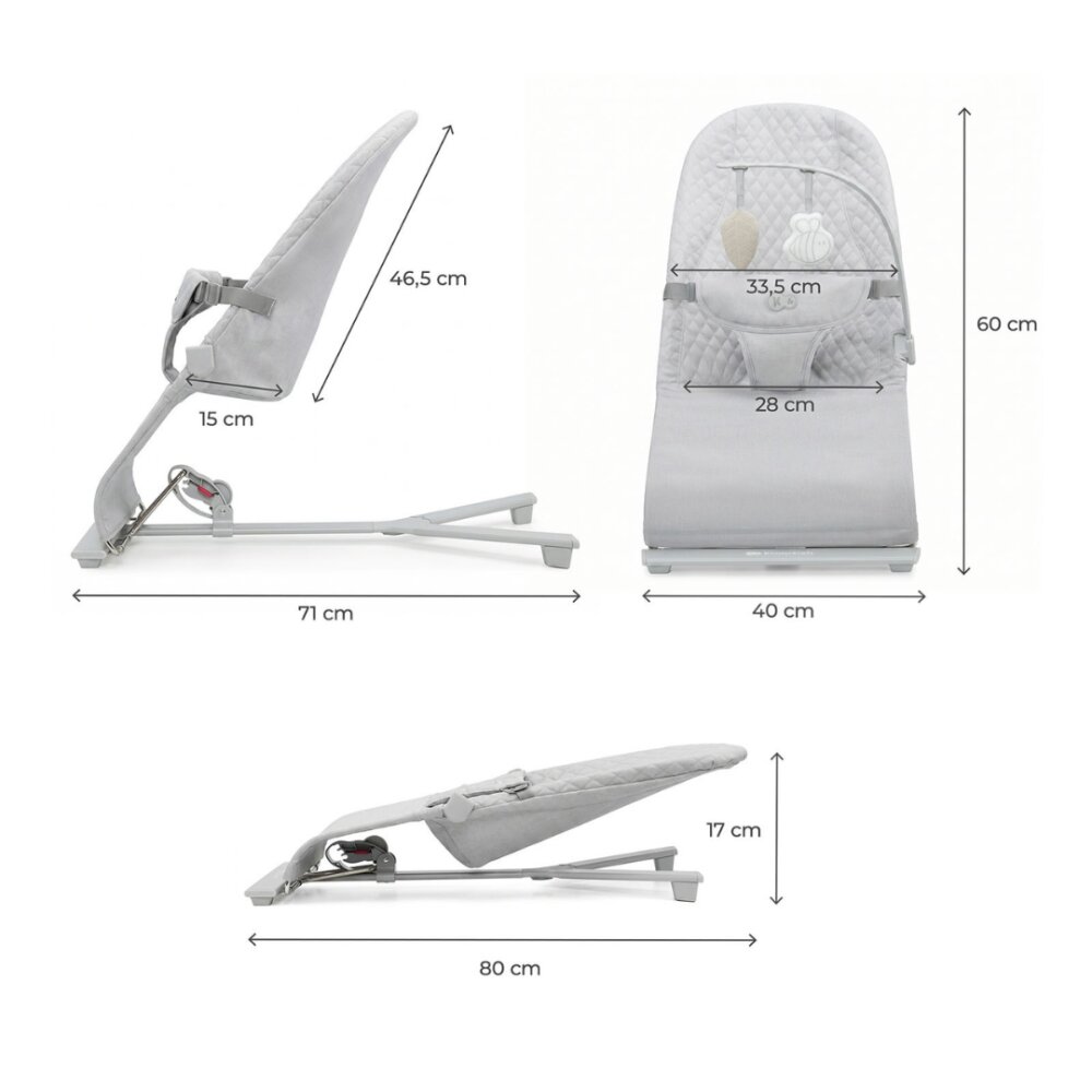 KINDERKRAFT Balansoar pliabil Mimi Light Grey spatar reglabil bara cu jucarii