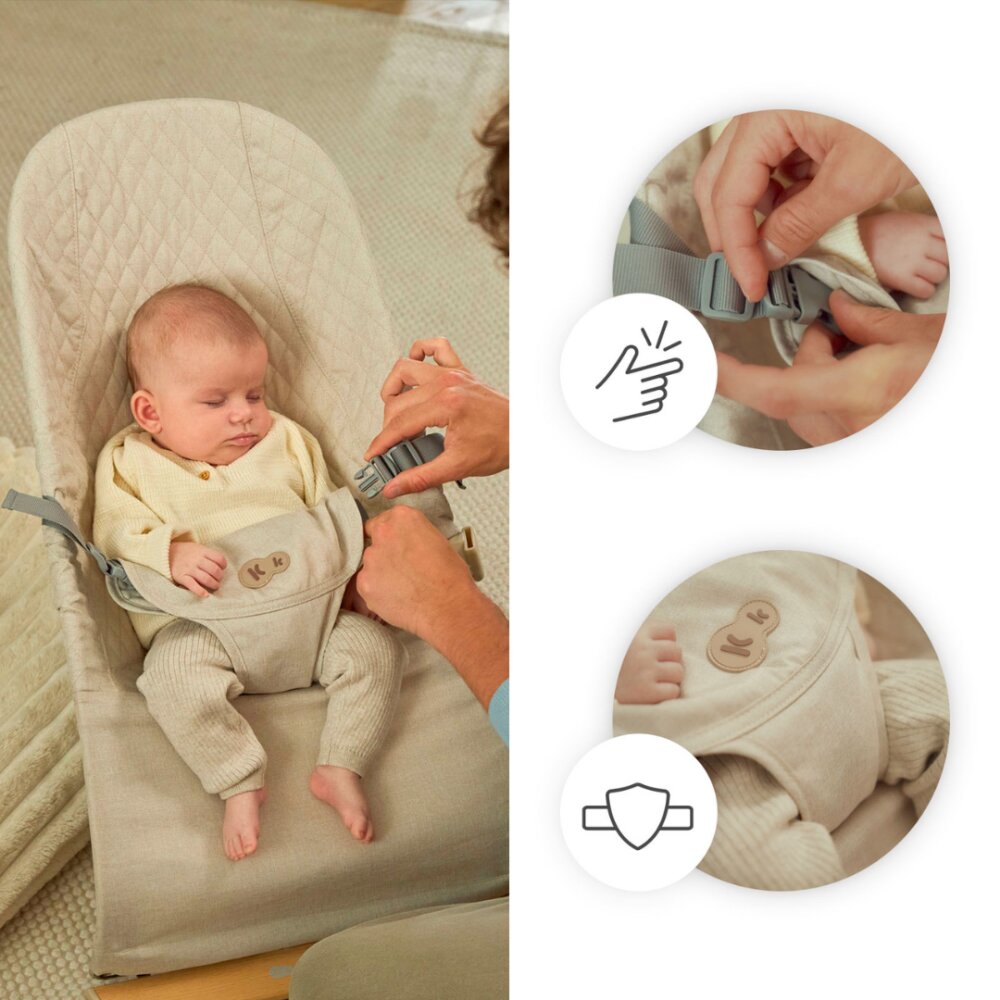 KINDERKRAFT Balansoar pliabil Mimi WoodBeige spatar reglabil bara cu jucarii