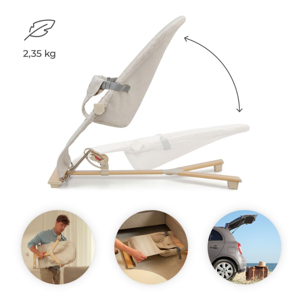 KINDERKRAFT Balansoar pliabil Mimi WoodBeige spatar reglabil bara cu jucarii