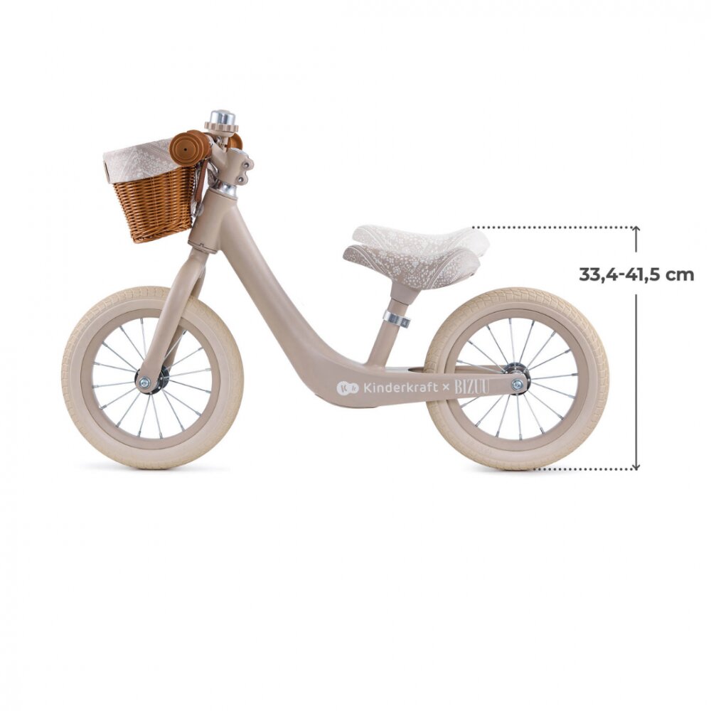 KINDERKRAFT Bicicleta de echilibru Rapid 2 Bizuu Beige cadru din aliaj de magneziu scaun reglabil clopotel si cos pentru jucarii
