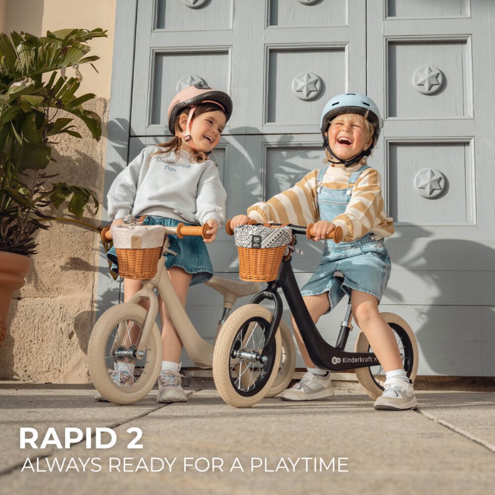 KINDERKRAFT Bicicleta de echilibru Rapid 2 Bizuu Beige cadru din aliaj de magneziu scaun reglabil clopotel si cos pentru jucarii