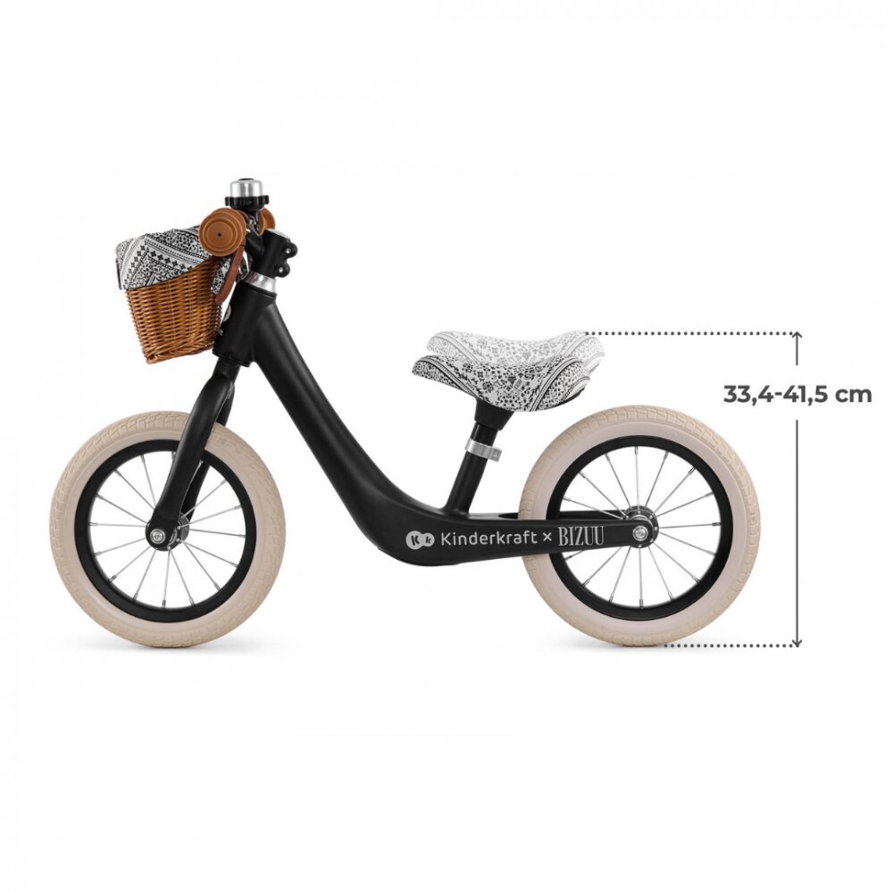 KINDERKRAFT Bicicleta de echilibru Rapid 2 Bizuu Black cadru din aliaj de magneziu scaun reglabil clopotel si cos pentru jucarii