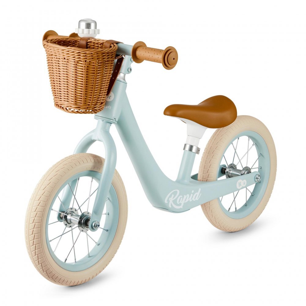KINDERKRAFT Bicicleta de echilibru Rapid 2 Blue Breeze cadru din aliaj de magneziu scaun reglabil clopotel si cos pentru jucarii
