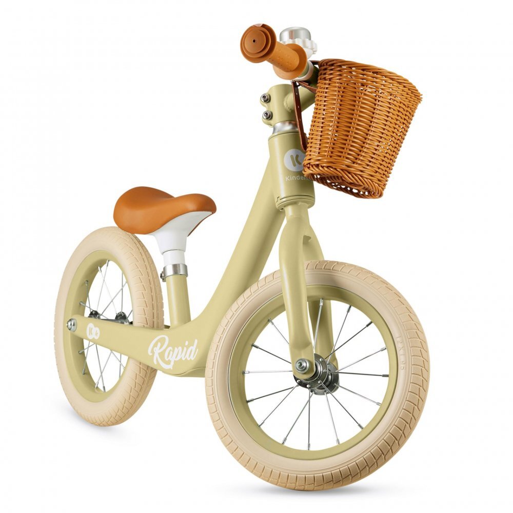 KINDERKRAFT Bicicleta de echilibru Rapid 2 Green cadru din aliaj de magneziu scaun reglabil clopotel si cos pentru jucarii
