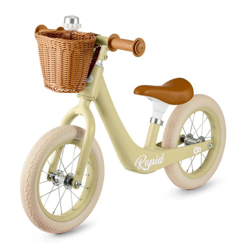 KINDERKRAFT Bicicleta de echilibru Rapid 2 Green cadru din aliaj de magneziu scaun reglabil clopotel si cos pentru jucarii