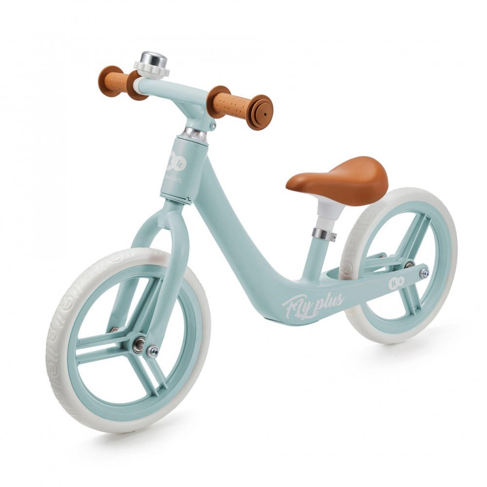 KINDERKRAFT Bicicleta fara pedale Fly Plus Baby Blue cu scaun reglabil pe inaltime cadru usor din magneziu roti din spuma Eva sarcina maxima 35 kg