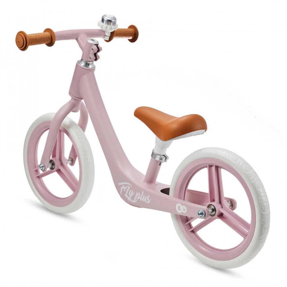 KINDERKRAFT Bicicleta fara pedale Fly Plus Powder Pink cu scaun reglabil pe inaltime cadru usor din magneziu roti din spuma Eva sarcina maxima 35 kg