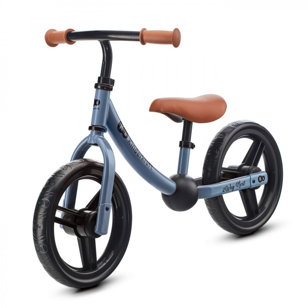 KINDERKRAFT Bicicleta pentru copii copii 2Way Next Blue Sky 10 inch scaun reglabil de la 31-39 cm roti spuma EVA ghidon reglabil pentru copii de la 2 ani pana la 35 kg unghi de viraj limitat