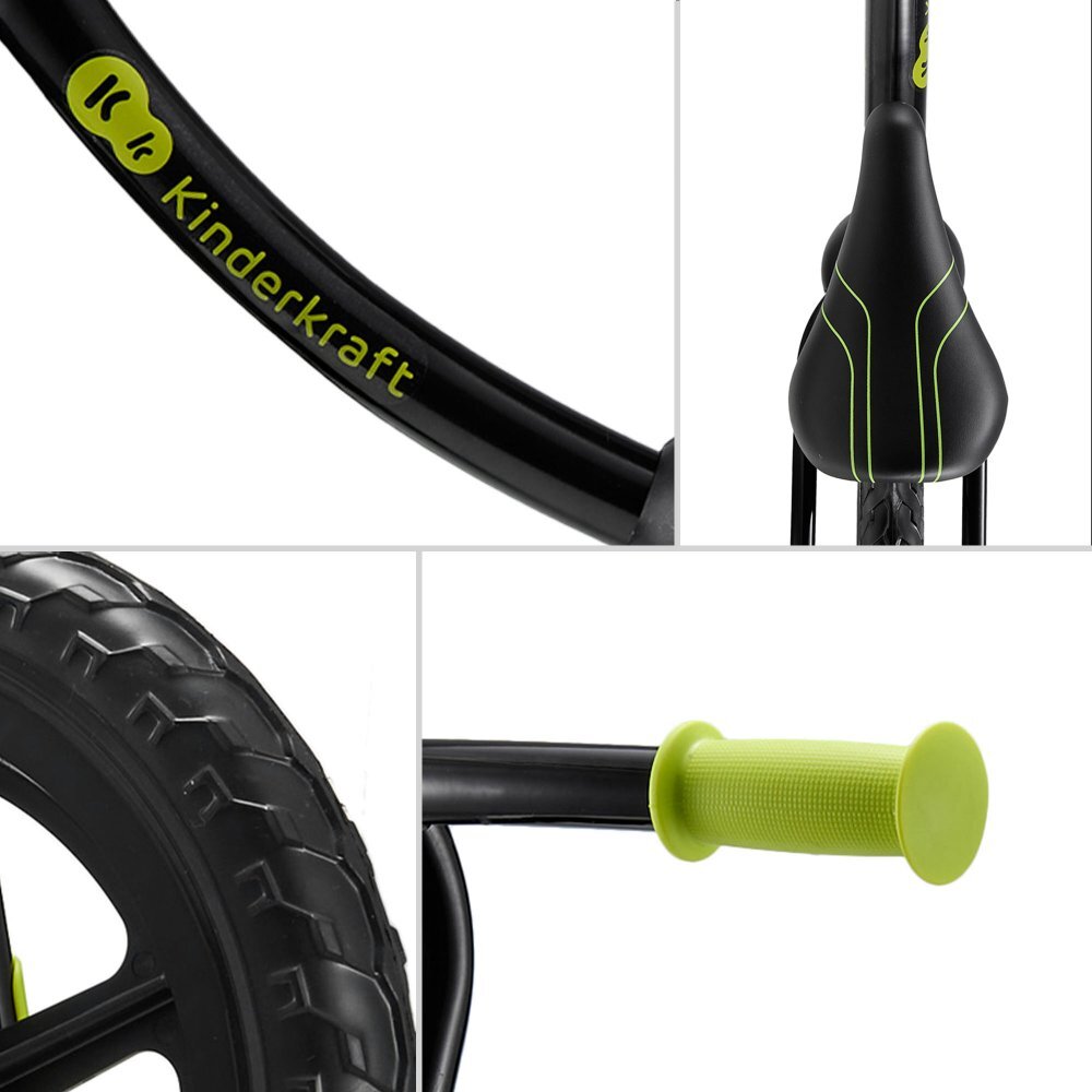 KINDERKRAFT Bicicleta pentru copii copii 2Way Next Offroad Black scaun reglabil de la 32-41 cm roti spuma EVA ghidon reglabil pentru copii de la 2 ani pana la 35 kg unghi de viraj limitat