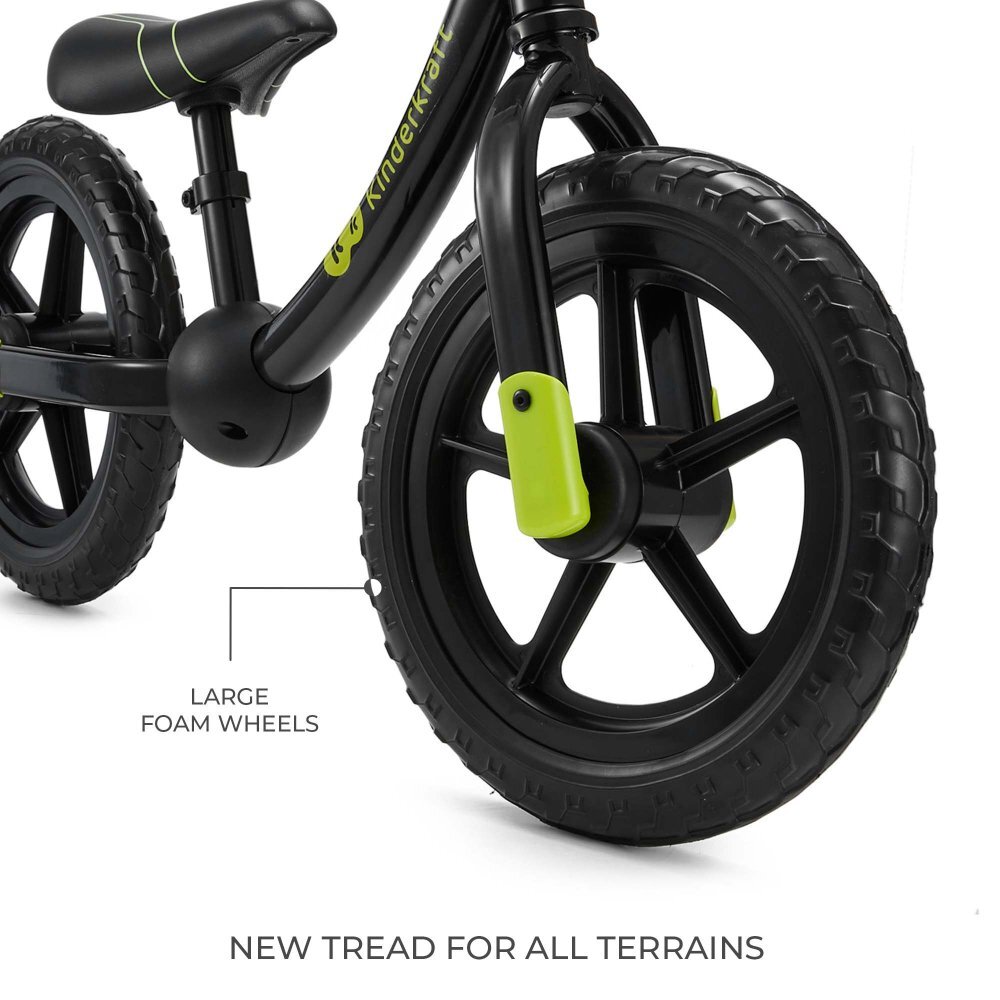 KINDERKRAFT Bicicleta pentru copii copii 2Way Next Offroad Black scaun reglabil de la 32-41 cm roti spuma EVA ghidon reglabil pentru copii de la 2 ani pana la 35 kg unghi de viraj limitat