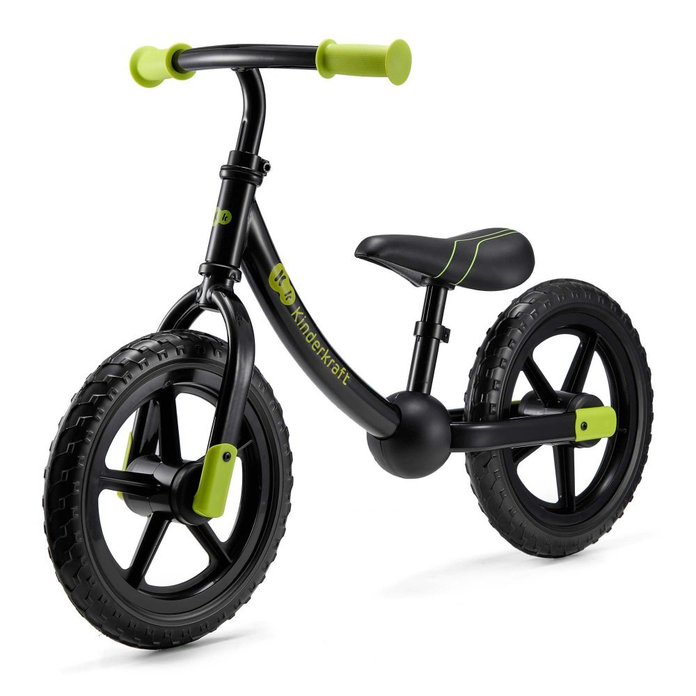 KINDERKRAFT Bicicleta pentru copii copii 2Way Next Offroad Black scaun reglabil de la 32-41 cm roti spuma EVA ghidon reglabil pentru copii de la 2 ani pana la 35 kg unghi de viraj limitat