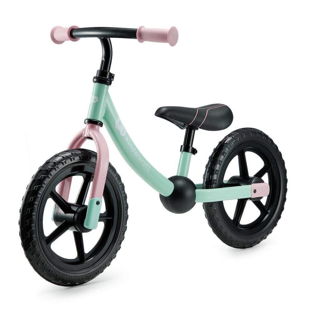 KINDERKRAFT Bicicleta pentru copii copii 2Way Next Offroad Candy Mint scaun reglabil de la 32-41 cm roti spuma EVA ghidon reglabil pentru copii de la 2 ani pana la 35 kg unghi de viraj limitat