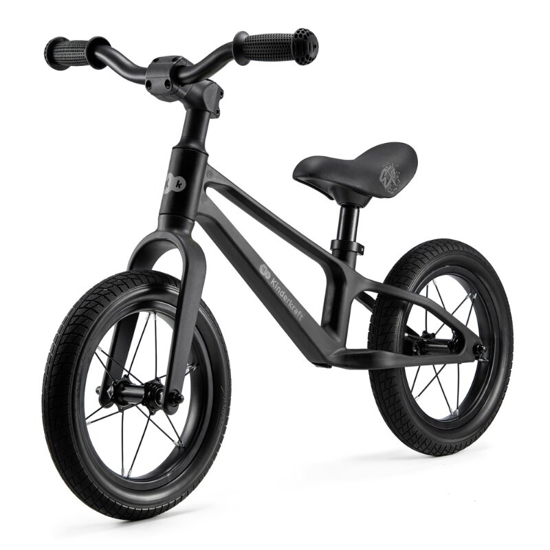 KINDERKRAFT Bicicleta pentru copii Eter Black fara pedale roti 12 inch scaun ergonomic reglabil greutate admisa 35 kg