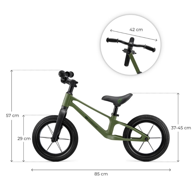 KINDERKRAFT Bicicleta pentru copii Eter Green fara pedale roti 12 inch scaun ergonomic reglabil greutate admisa 35 kg