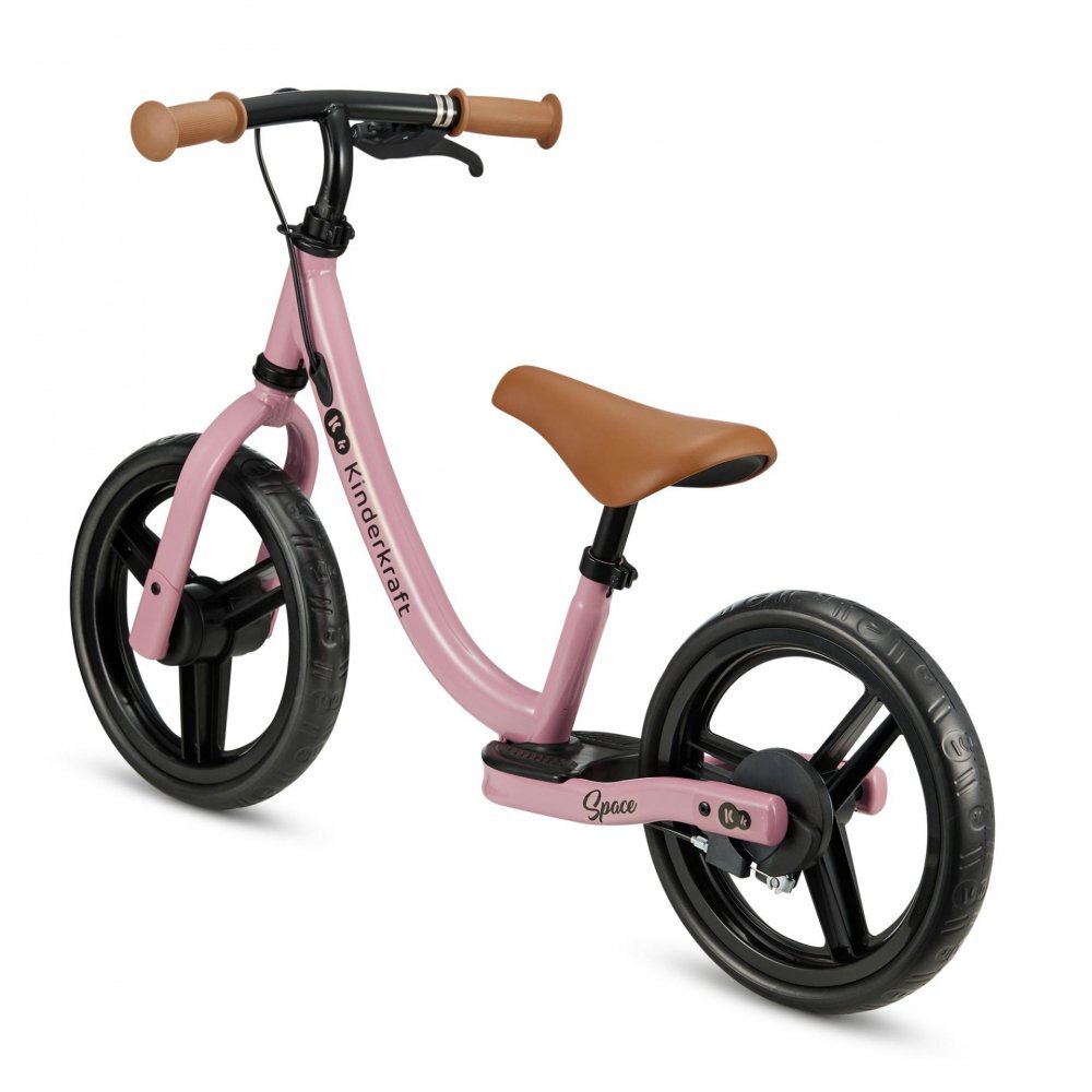 KINDERKRAFT Bicicleta pentru copii Space Dark Pink fara pedale cu suport picioare frana de mana greutate admisa 35 kg