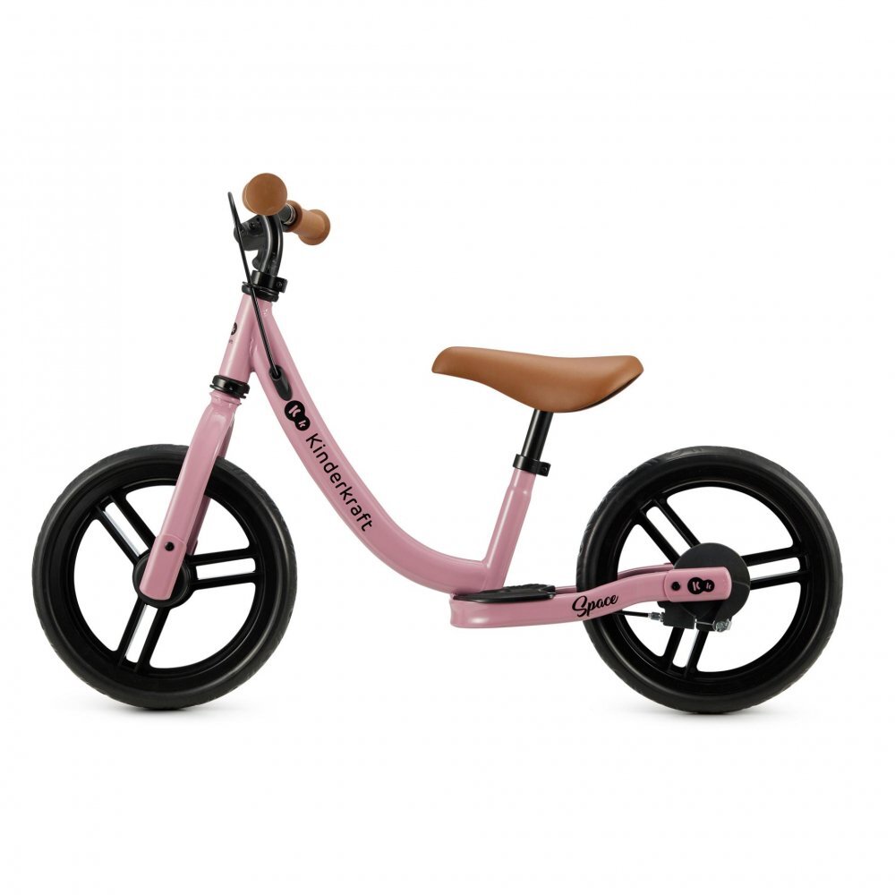 KINDERKRAFT Bicicleta pentru copii Space Dark Pink fara pedale cu suport picioare frana de mana greutate admisa 35 kg