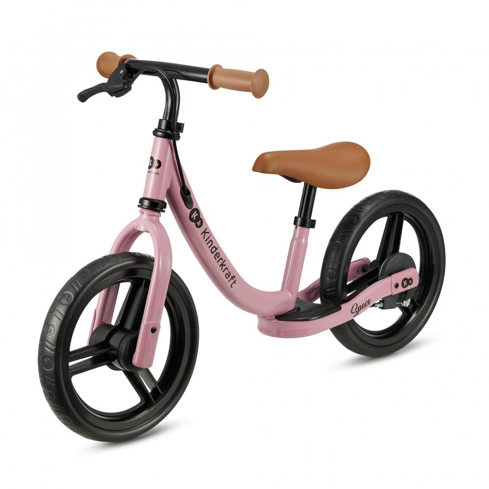 KINDERKRAFT Bicicleta pentru copii Space Dark Pink fara pedale cu suport picioare frana de mana greutate admisa 35 kg