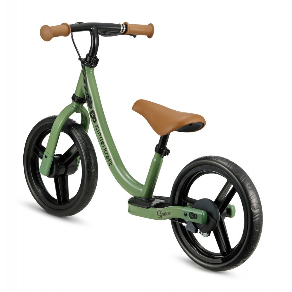 KINDERKRAFT Bicicleta pentru copii Space Light Green fara pedale cu suport picioare frana de mana greutate admisa 35 kg
