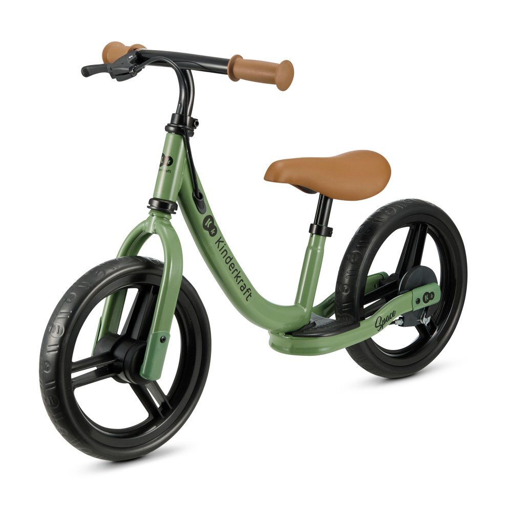 KINDERKRAFT Bicicleta pentru copii Space Light Green fara pedale cu suport picioare frana de mana greutate admisa 35 kg