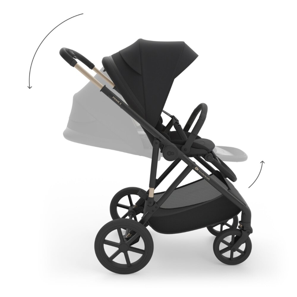 KINDERKRAFT Carucior 2 in 1 pentru copii Prime 3 Black suspensii suport reglabil pentru picioare greutate admisa 22 kg
