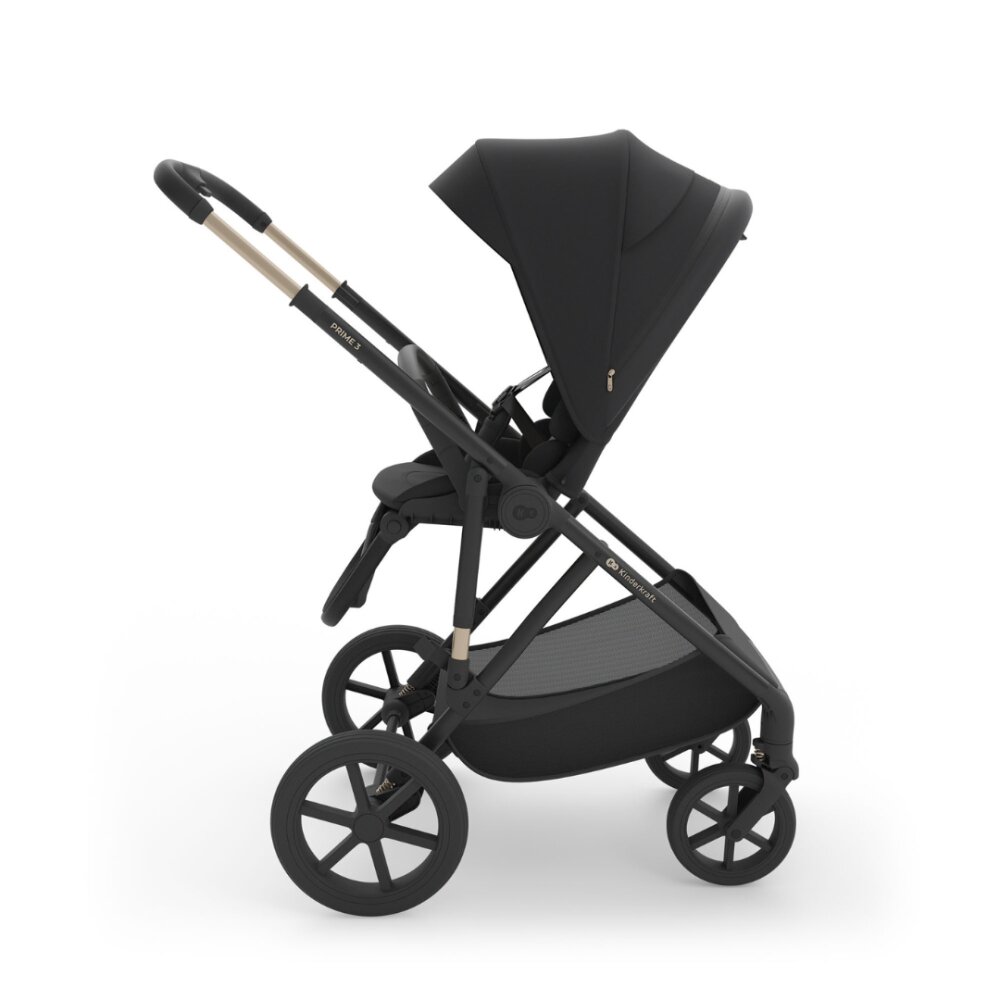 KINDERKRAFT Carucior 2 in 1 pentru copii Prime 3 Black suspensii suport reglabil pentru picioare greutate admisa 22 kg