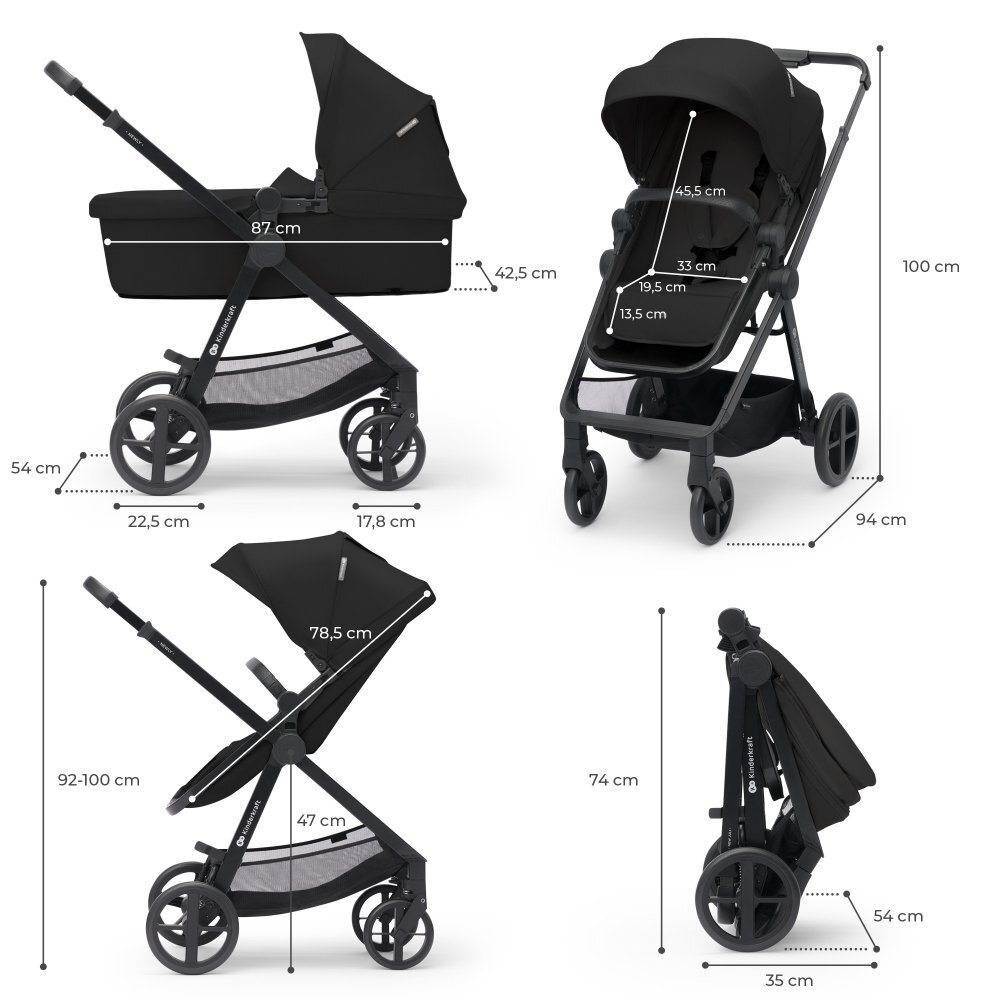 KINDERKRAFT Carucior 3 in 1 Newly classic black
