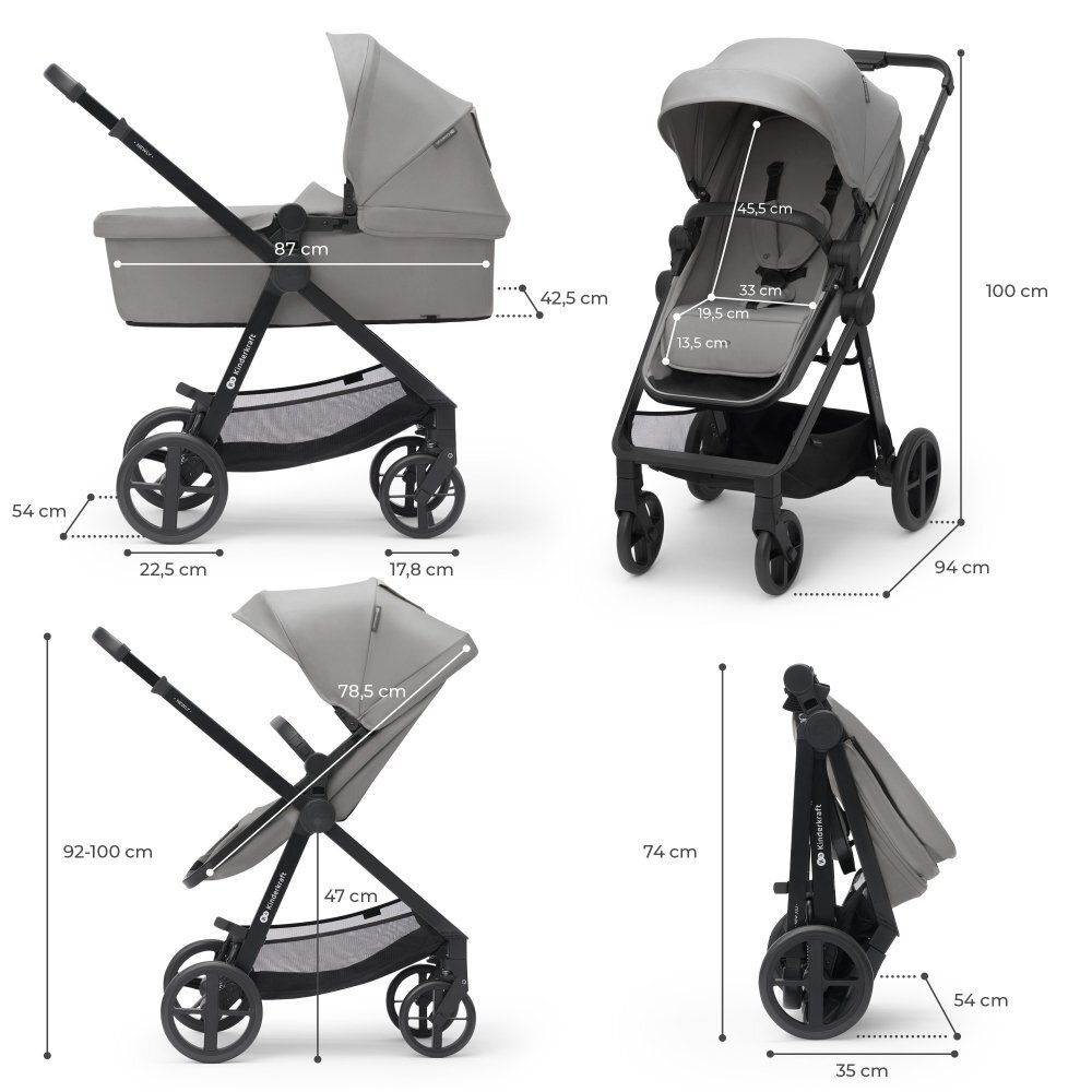 KINDERKRAFT Carucior 3 in 1 Newly moonlight grey
