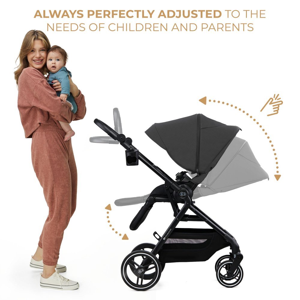 KINDERKRAFT Carucior pentru copii 3 in 1 Yoxi Moonlight Grey 0-22 kg cadru din aluminiu accesorii incluse