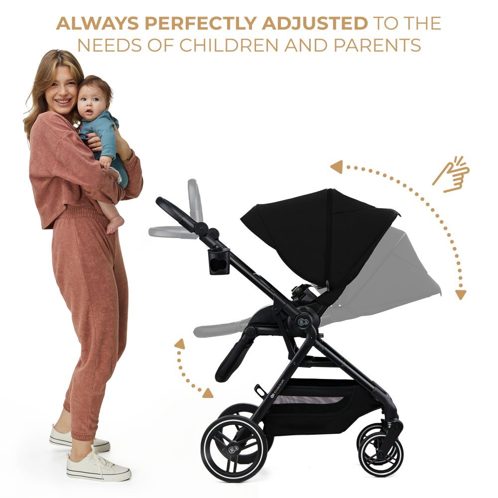 KINDERKRAFT Carucior pentru copii 3 in 1 Yoxi Pure Black 0-22 kg cadru din aluminiu accesorii incluse