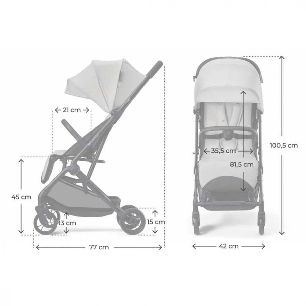 KINDERKRAFT Carucior pentru copii Indy 3 Urban Grey cu spatar si suport pentru picioare reglabile cadru din aluminiu curea de transport greutate admisa 15 kg