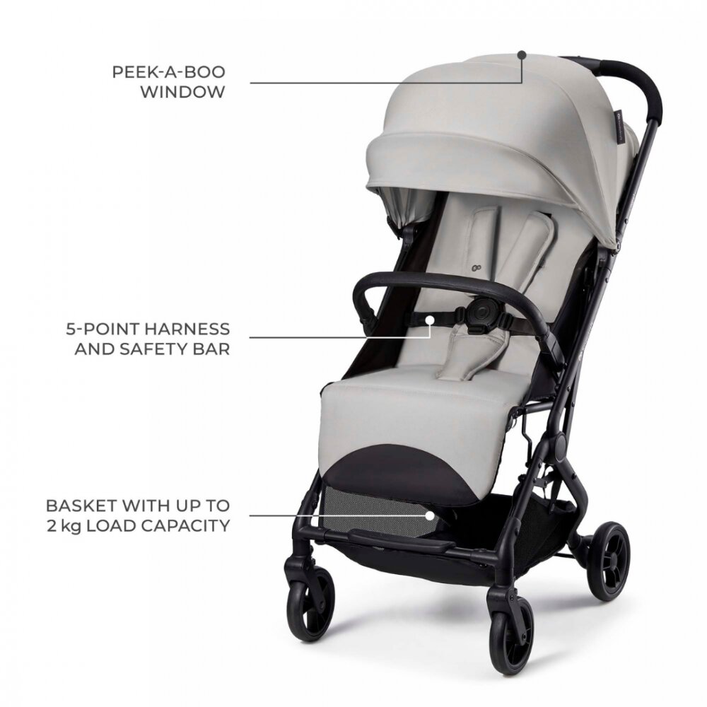 KINDERKRAFT Carucior pentru copii Indy 3 Urban Grey cu spatar si suport pentru picioare reglabile cadru din aluminiu curea de transport greutate admisa 15 kg